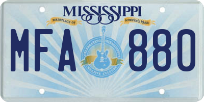 MS license plate MFA880