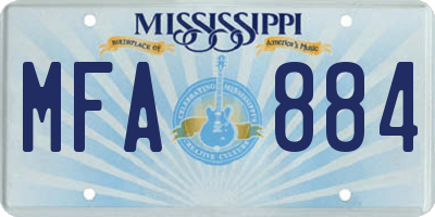 MS license plate MFA884