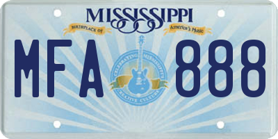 MS license plate MFA888
