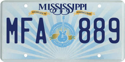 MS license plate MFA889