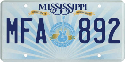 MS license plate MFA892