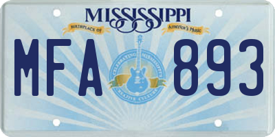 MS license plate MFA893