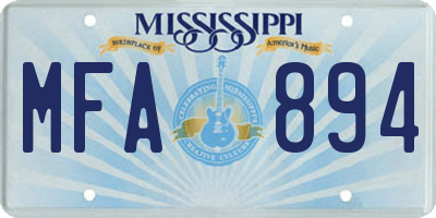 MS license plate MFA894