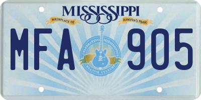MS license plate MFA905