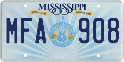 MS license plate MFA908
