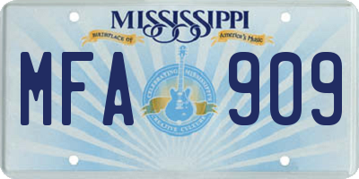 MS license plate MFA909