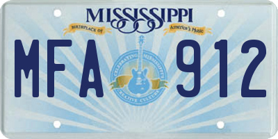 MS license plate MFA912