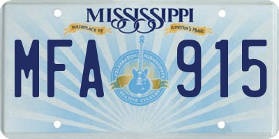 MS license plate MFA915
