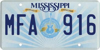 MS license plate MFA916