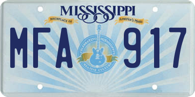 MS license plate MFA917