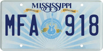 MS license plate MFA918