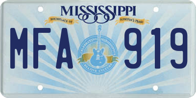 MS license plate MFA919