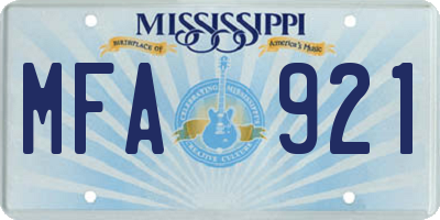 MS license plate MFA921