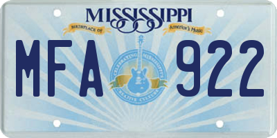 MS license plate MFA922