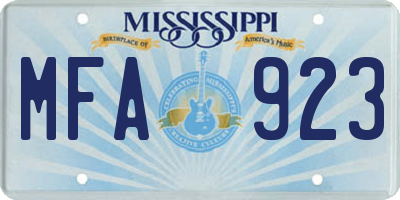 MS license plate MFA923