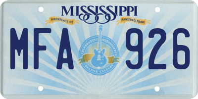MS license plate MFA926