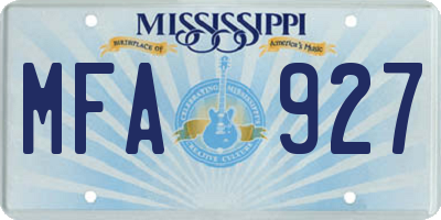 MS license plate MFA927