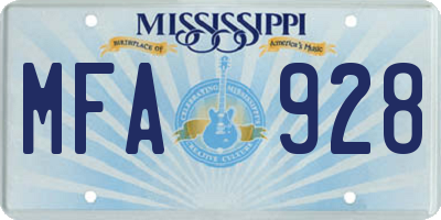 MS license plate MFA928