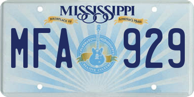 MS license plate MFA929