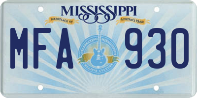 MS license plate MFA930