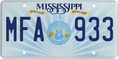 MS license plate MFA933