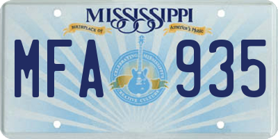 MS license plate MFA935