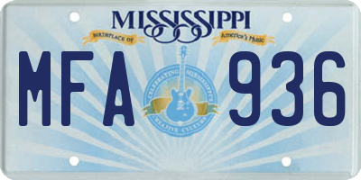 MS license plate MFA936