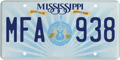 MS license plate MFA938