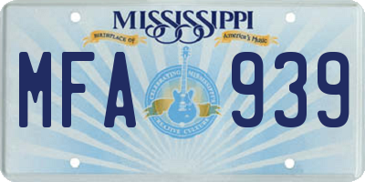 MS license plate MFA939