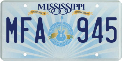 MS license plate MFA945