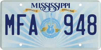 MS license plate MFA948