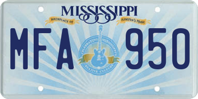 MS license plate MFA950