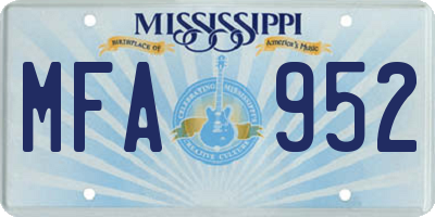 MS license plate MFA952