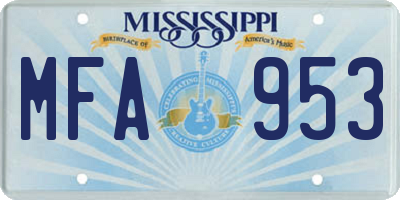 MS license plate MFA953