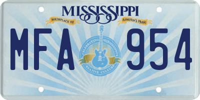 MS license plate MFA954