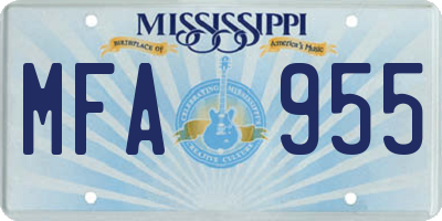 MS license plate MFA955