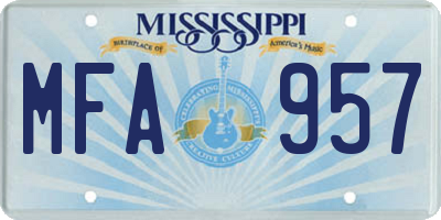 MS license plate MFA957