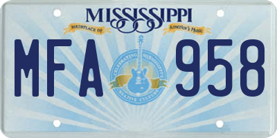 MS license plate MFA958