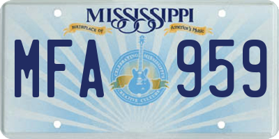 MS license plate MFA959