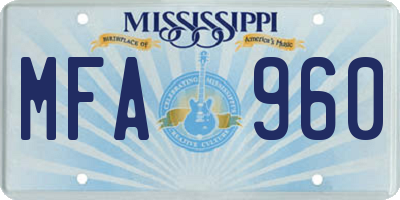 MS license plate MFA960