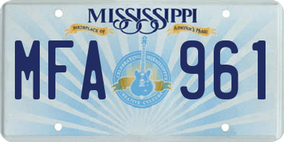 MS license plate MFA961