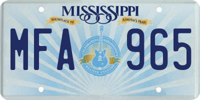 MS license plate MFA965
