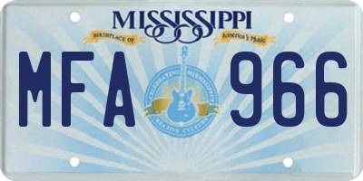 MS license plate MFA966