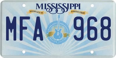 MS license plate MFA968