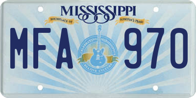 MS license plate MFA970