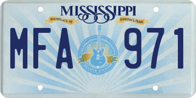 MS license plate MFA971