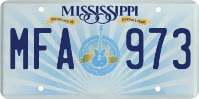 MS license plate MFA973