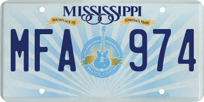MS license plate MFA974