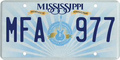 MS license plate MFA977