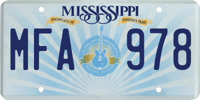 MS license plate MFA978